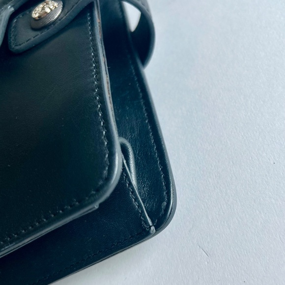 Versace Collecting Navy Genuine Leather Gold Chain Handbag Shoulder Bag - Picture 7 of 16